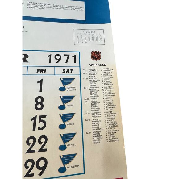 Vintage 1971-72 St. Louis Blues NHL Wall Calendar KMOX Radio Promo Hockey READ - Picture 2 of 13